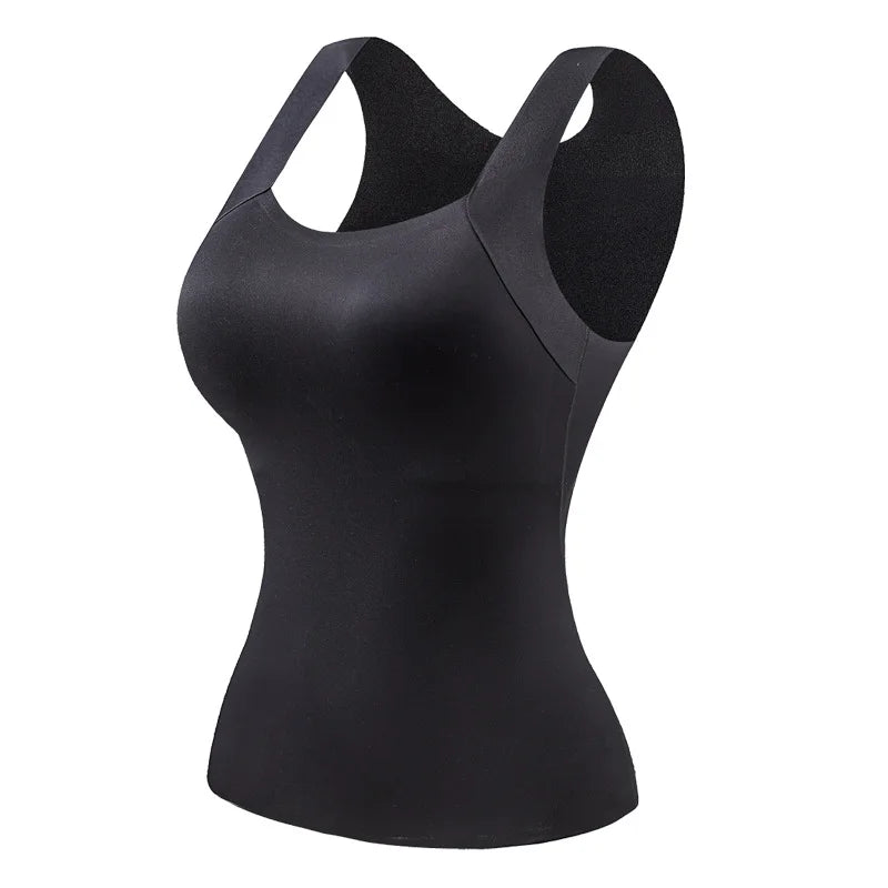 Women’s Plus Size Seamless Thermal Tank Top with Built In Bra