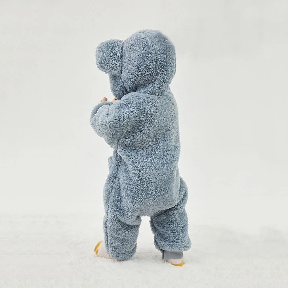 Baby Fleece Hooded Romper Warm Infant Jumpsuit