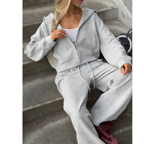 Women Hooded Tracksuit Set Zip Up Hoodie and Pants Outfit