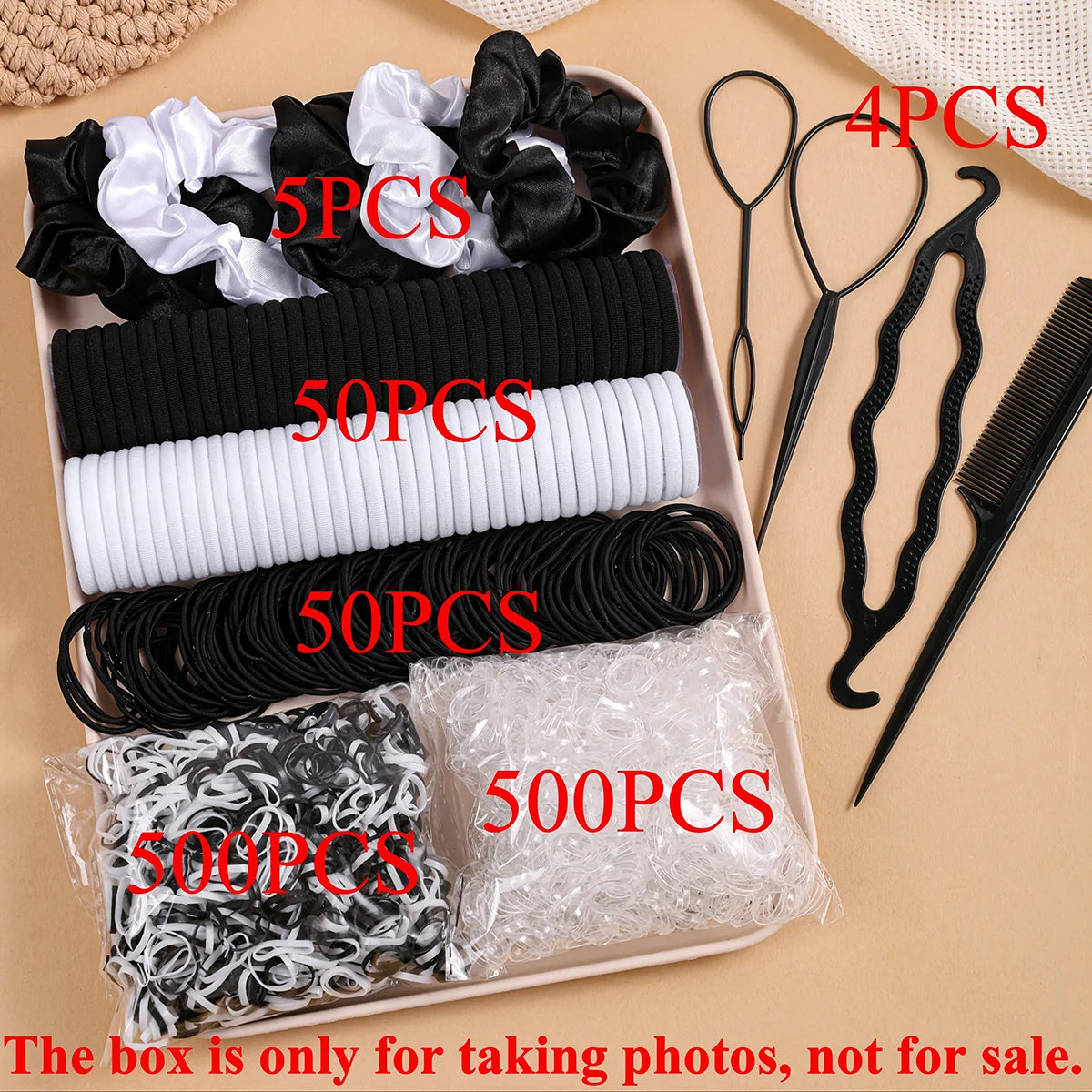 Hair Accessories Set Scrunchies Elastic Bands Ponytail Kit Women Fashion Bundle