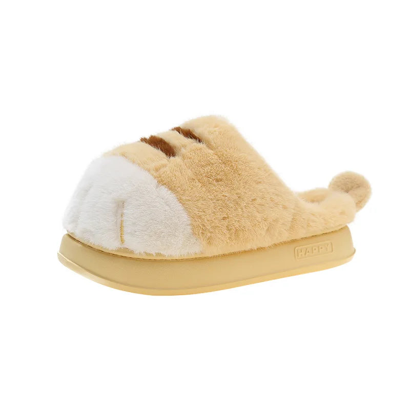 Women’s Cat Paw Fluffy Slippers Warm Non Slip Home Shoes