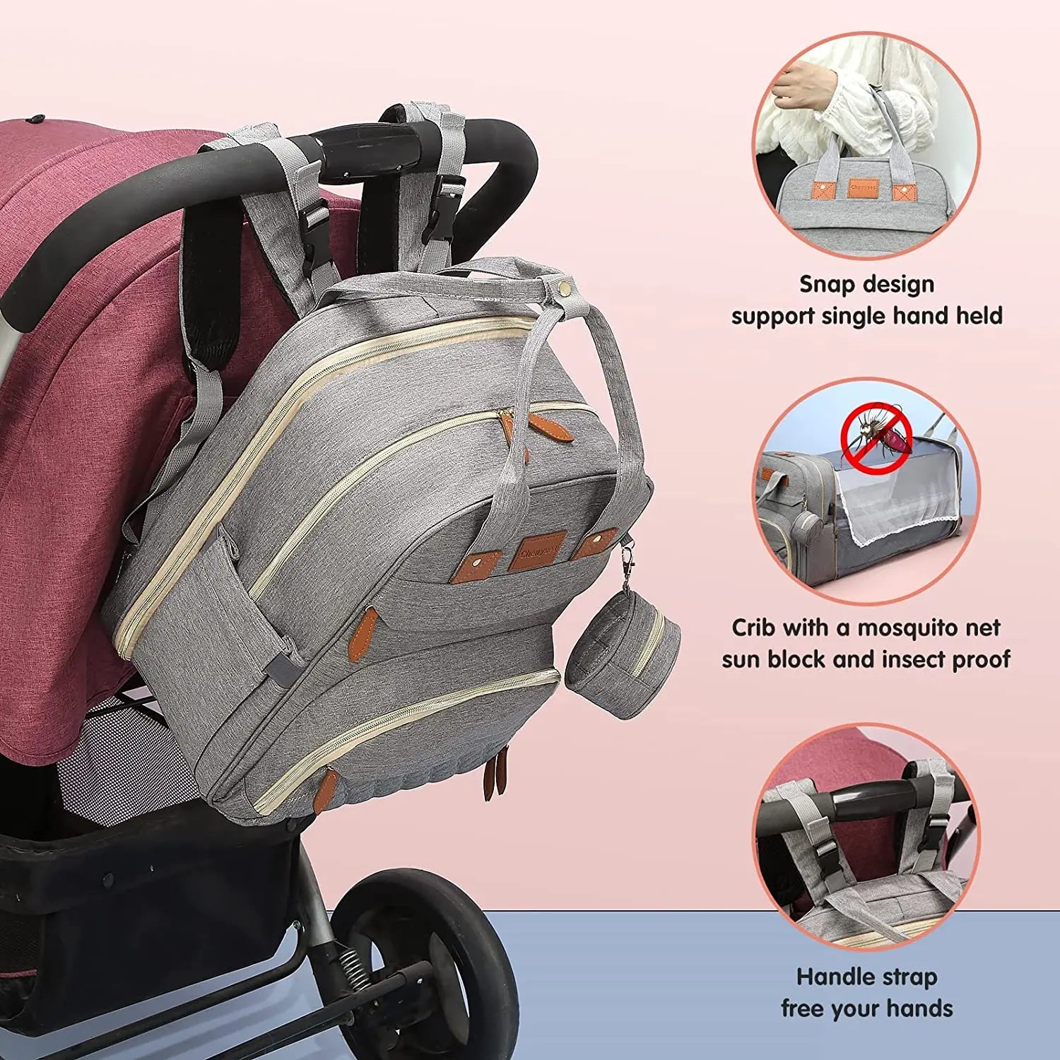 3 in 1 Diaper Bag Backpack Foldable Baby Bed Travel Bag