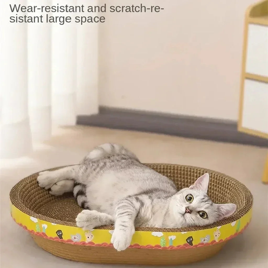 Oval Cat Scratching Board Corrugated Cardboard Cat Scratcher