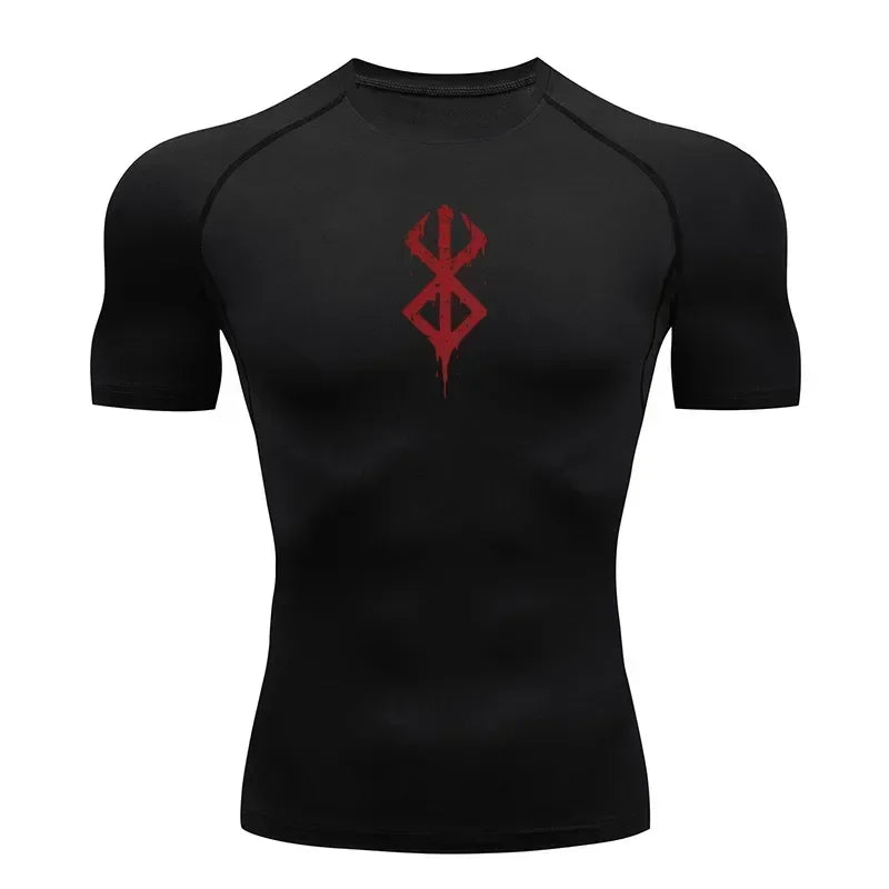 Men Compression Rash Guard Short Sleeve Quick Dry Gym Workout Athletic T Shirt