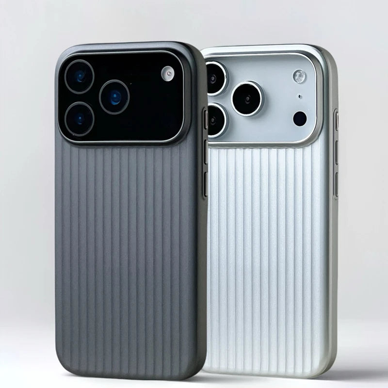Plating 3D Luggage Stripes MagSafe Shockproof Matte iPhone Case