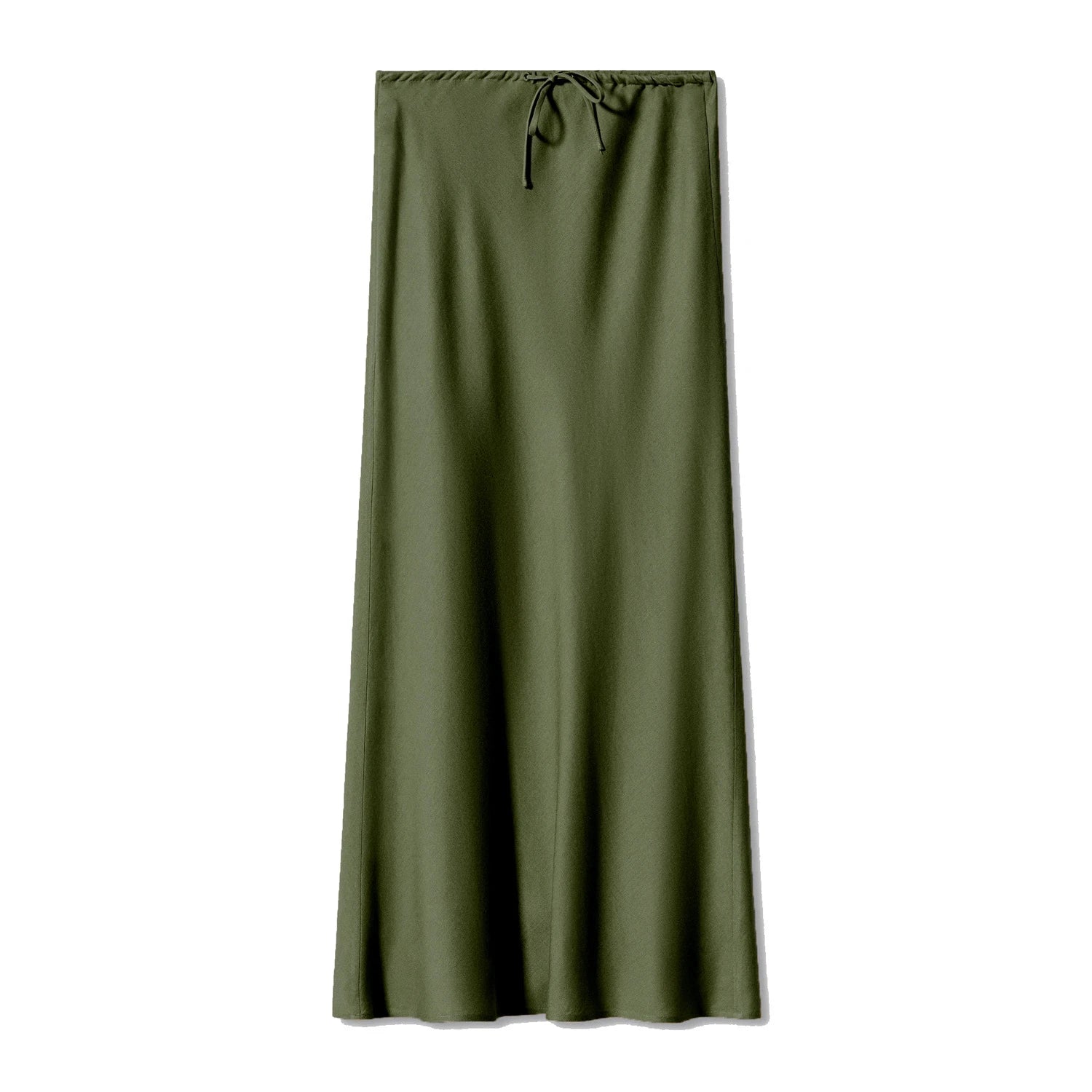 Women Satin High Waist Lace Up Maxi Skirt Elegant Solid Color Long Skirt