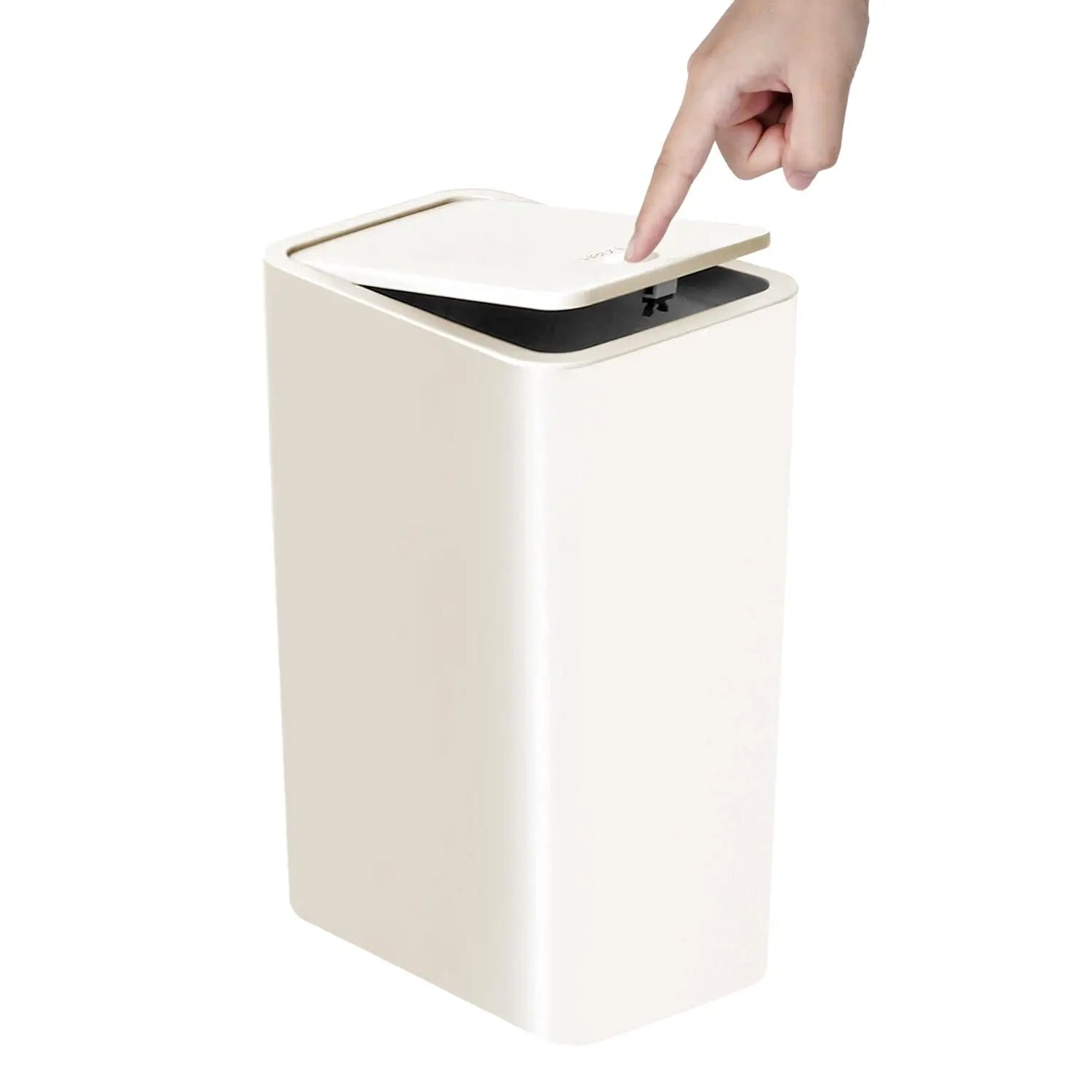 10L Bathroom Trash Can Press Top Lid Small Plastic Waste Bin Bedroom Living Room