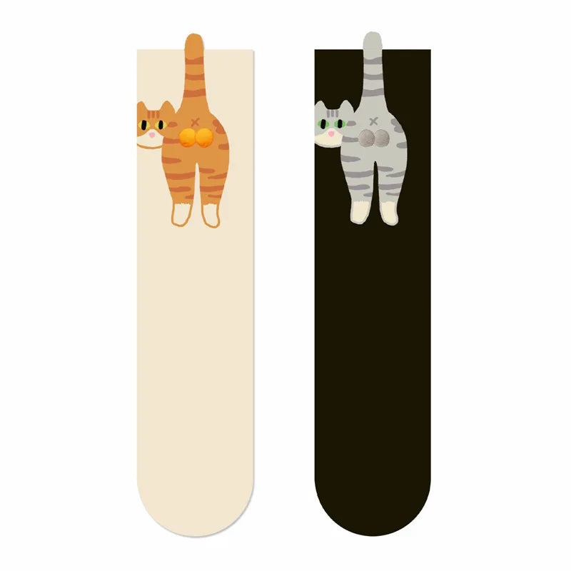 3D Cute Cat Socks Women Mid Tube Sleep Socks Black White Cat Print Floor Socks