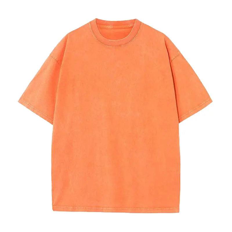 Men Oversized Washed Cotton Vintage T Shirt Loose Fit Short Sleeve Basic Tee