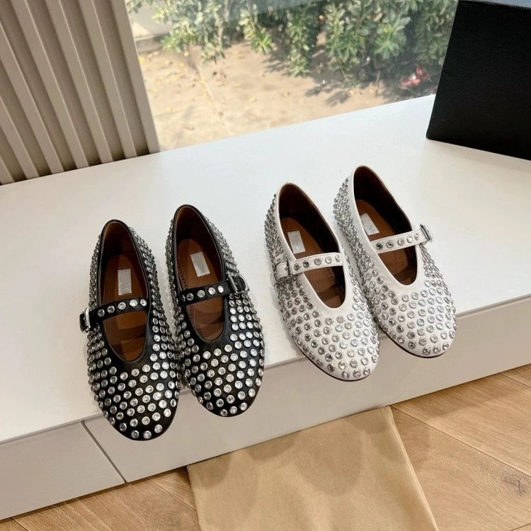 Women Fishnet Ballet Flats Mary Jane Shoes Spring 2026 Casual Flats