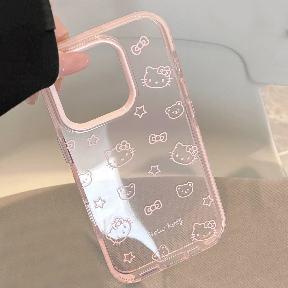 Transparent Bow Hello Kitty Shockproof iPhone Case