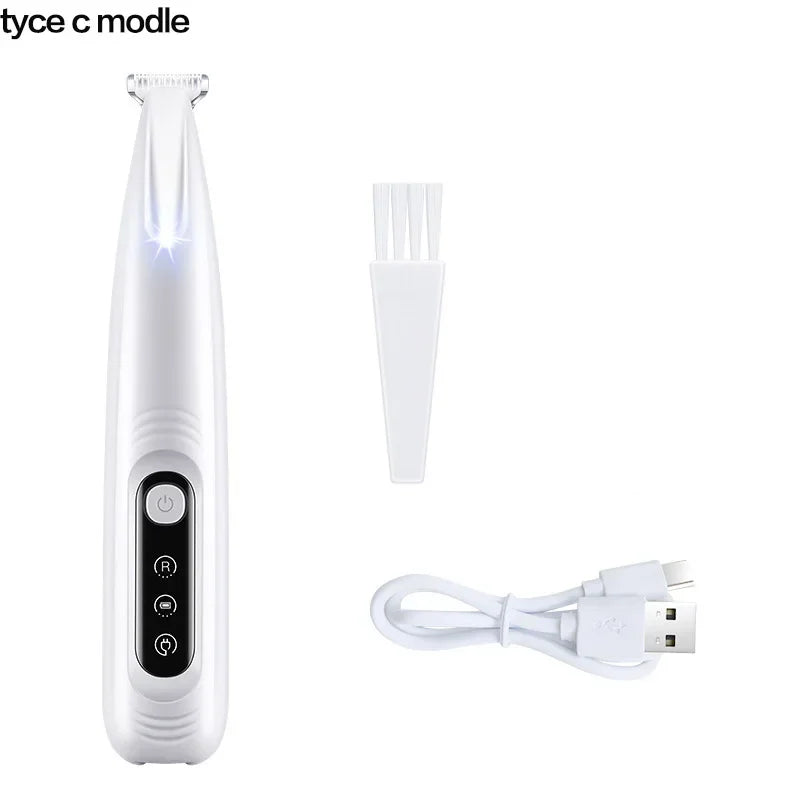 Waterproof Dog Paw Trimmer with LED Light Pet Grooming Clippers