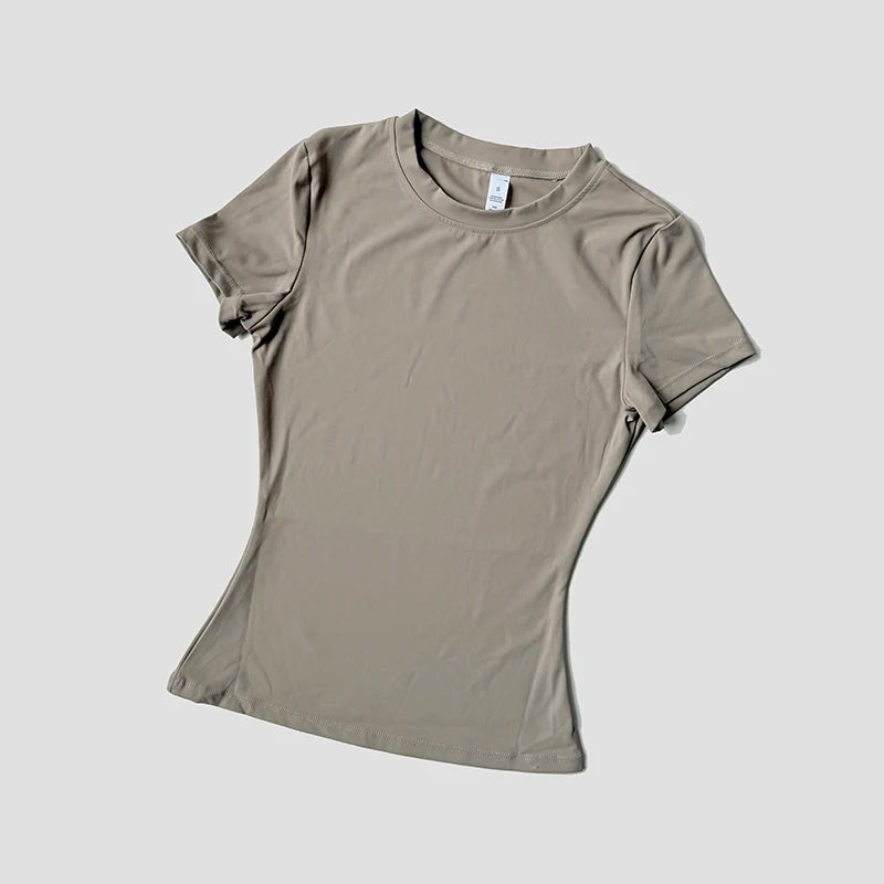 Women Seamless Yoga Top Short Sleeve Gym Running Shirt