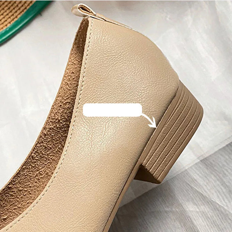 Women Square Toe Mary Jane Flats Low Heel Soft Sole Retro Casual Shoes