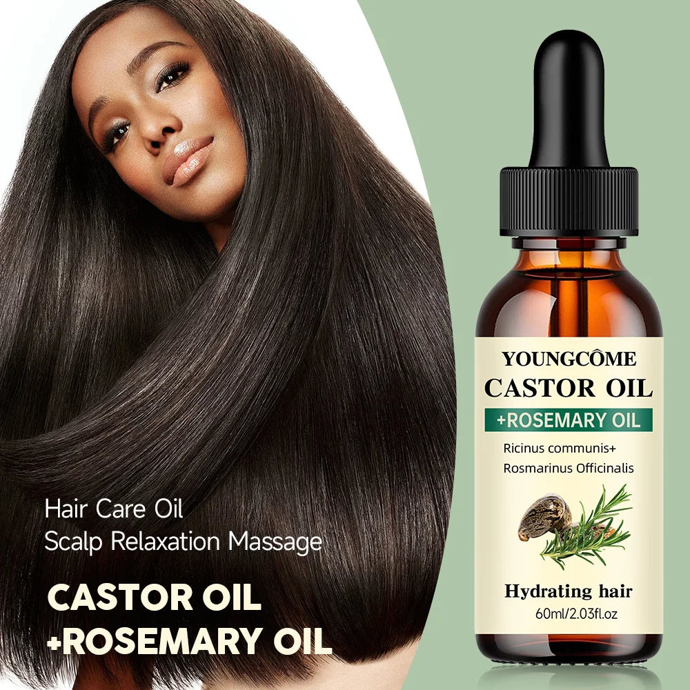 Castor & Rosemary Hair Oil for Growth Thickness Shine Anti Hair Loss Care