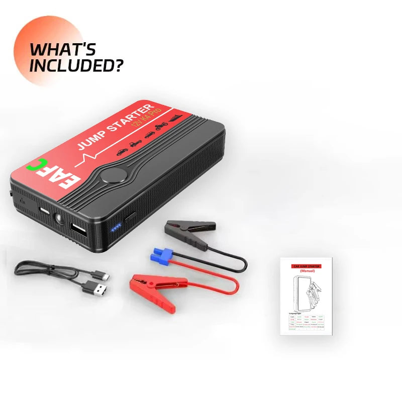 Portable Car Jump Starter 600A 12V – Emergency Battery Booster Power Bank for Petrol Vehicles