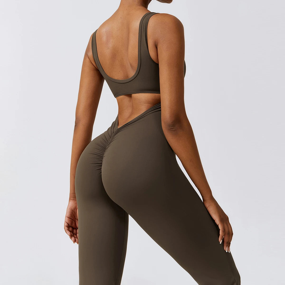 Women V Back Yoga Jumpsuit Sexy Gym Fitness Romper Bodysuit Sportswear
