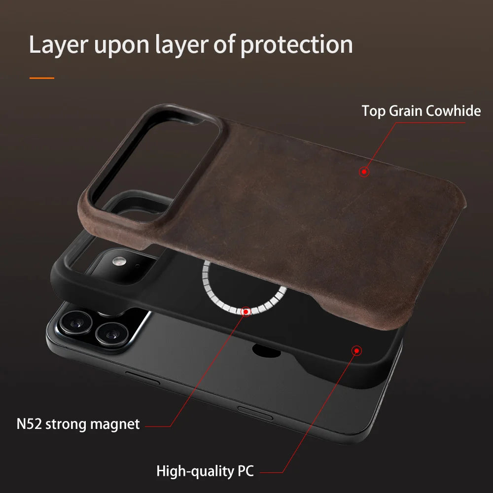 Genuine Pull Up Leather MagSafe iPhone Case