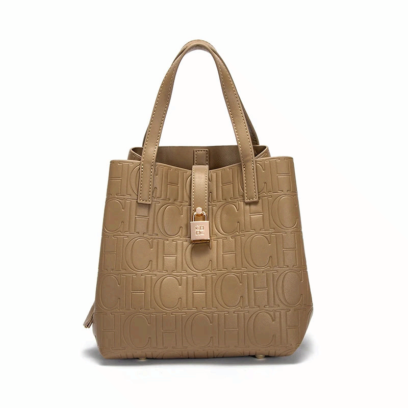 Women Steel Embossed Tote Bag Handheld Mother Shopping Bag Large Capacity