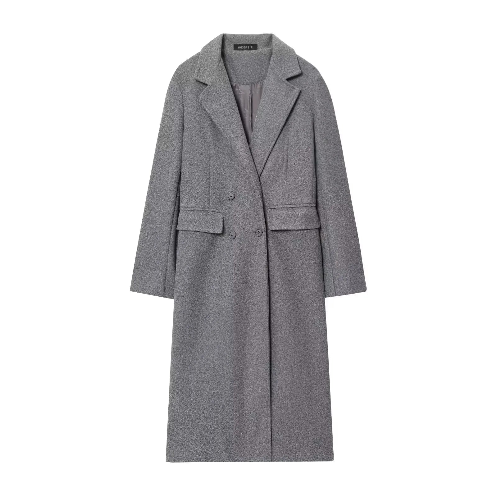 Women Burgundy Double Breasted Coat Elegant Winter Jacket