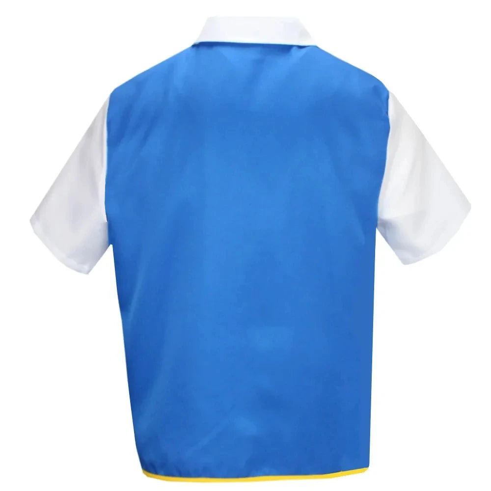 Men Boys Anime Trainer Cosplay Costume Blue Jacket Cap Gloves Set