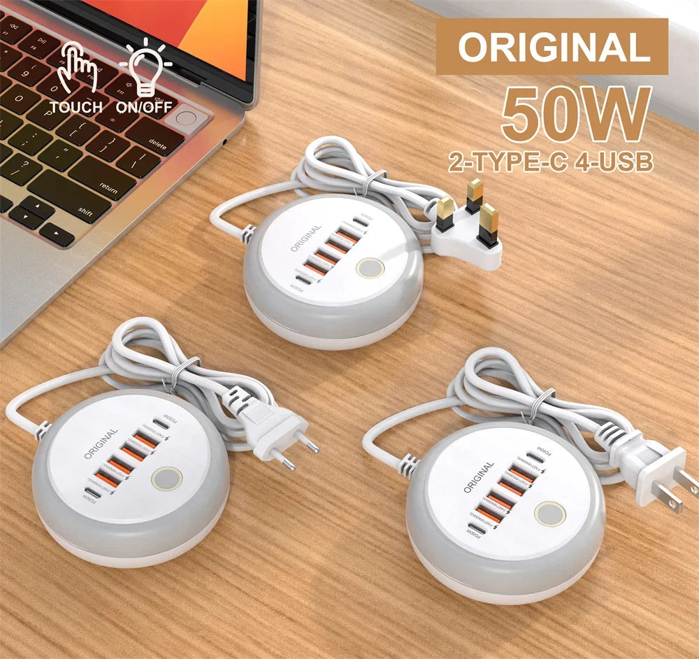 50W USB C Fast Charging Power Strip for iPhone