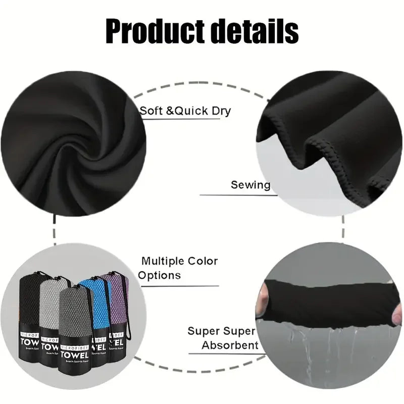 Quick Dry Microfiber Beach Towel Travel Hiking Gym Swimming Camping