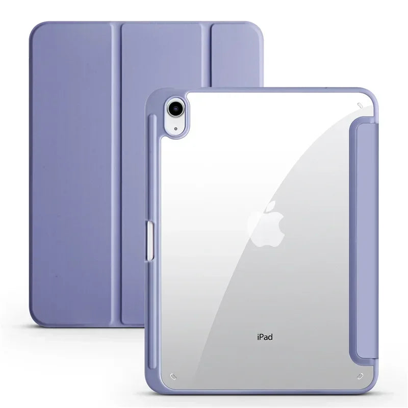 iPad Trifold Clear Back Case with Pen Holder Acrylic Hard Cover