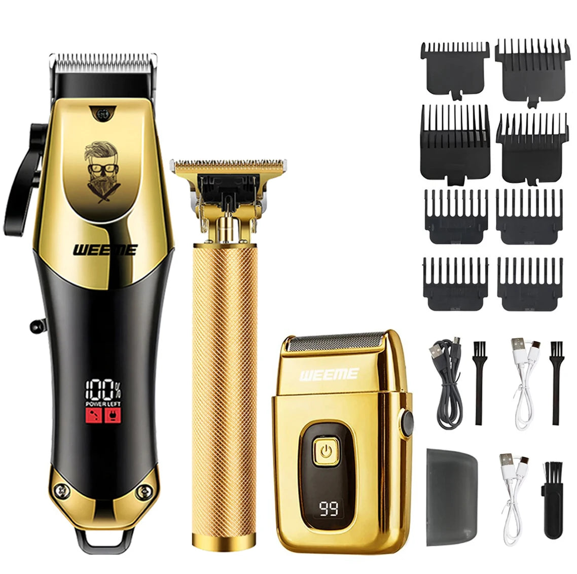 T9 Vintage Hair Clipper & Beard Trimmer Rechargeable Grooming Kit for Men