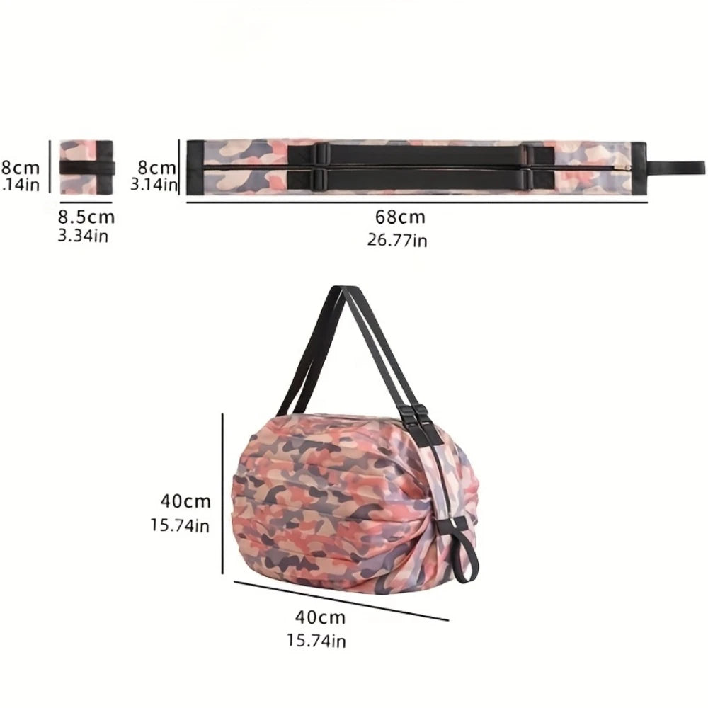 Folding Shopping Bag Large Capacity Portable Roll Up Reusable Grocery Bag