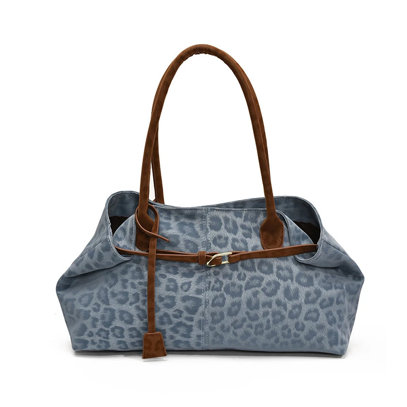 Leopard PU Leather Shoulder Bag Women Tote Handbag