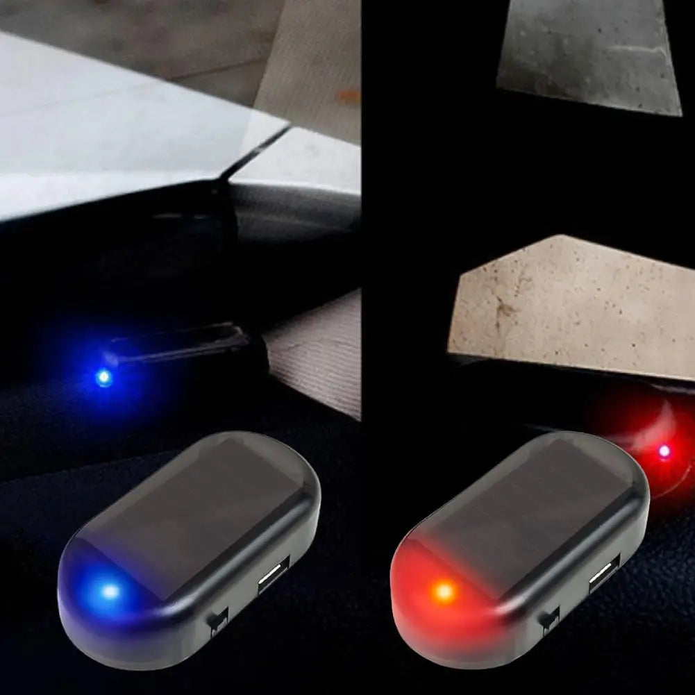 Solar Car Anti-Theft LED Light – Fake Security Alarm Flashing Warning Light for Dashboard