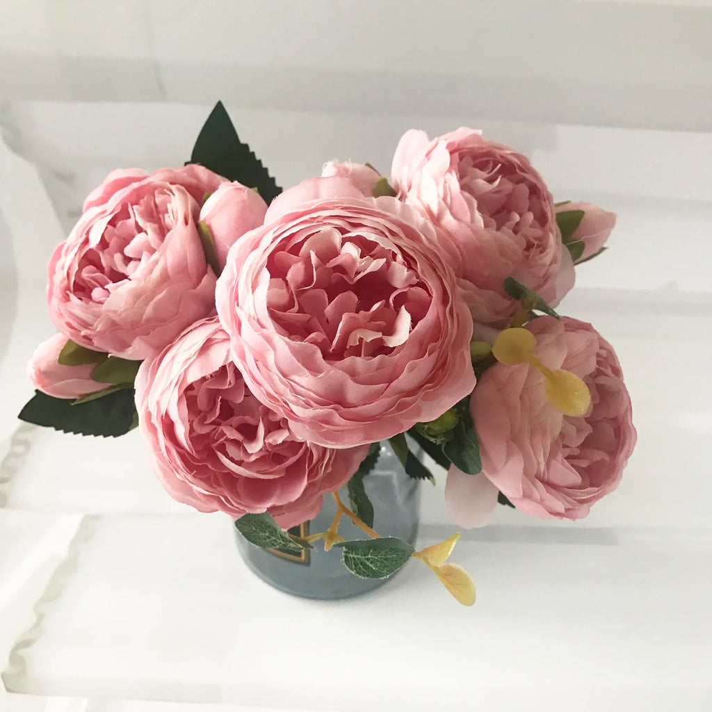 30cm Pink Peony Artificial Flower Bouquet Silk Fake Flowers Home Wedding Decor