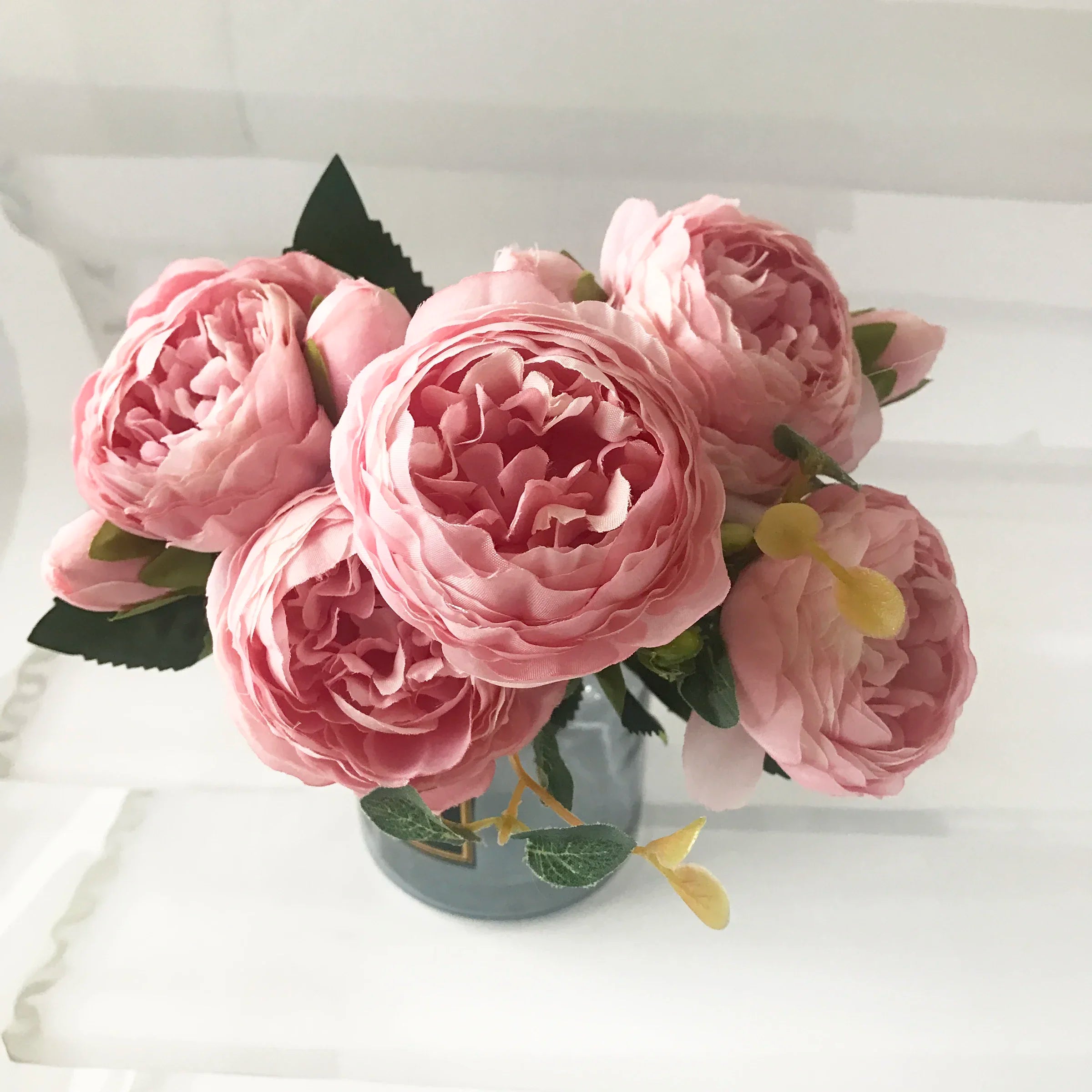 30cm Pink Peony Artificial Flower Bouquet Silk Fake Flowers Home Wedding Decor
