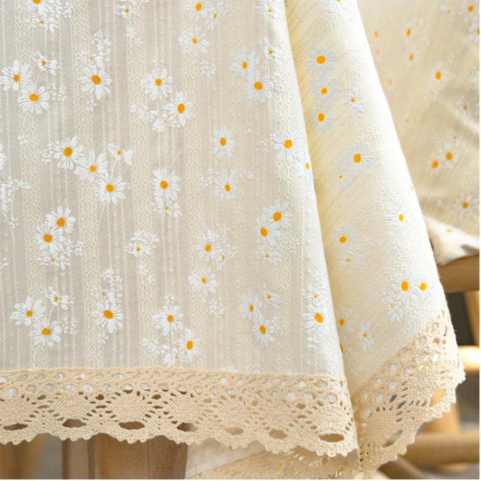 Daisy Cotton Floral Rectangle Tablecloth Kitchen Dining Table Cove