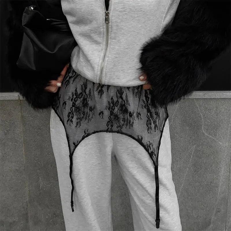 Bohemian Lace High Waist Wide Leg Pants for Women Loose Fit Lounge Trousers