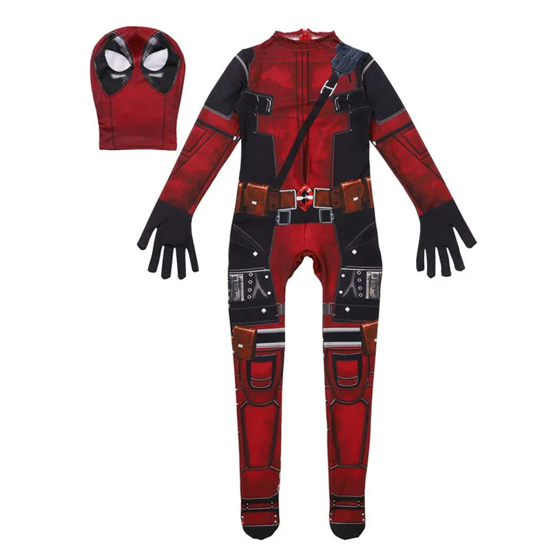 Kids Red Masked Superhero Cosplay Costume with Toy Sword and Bag