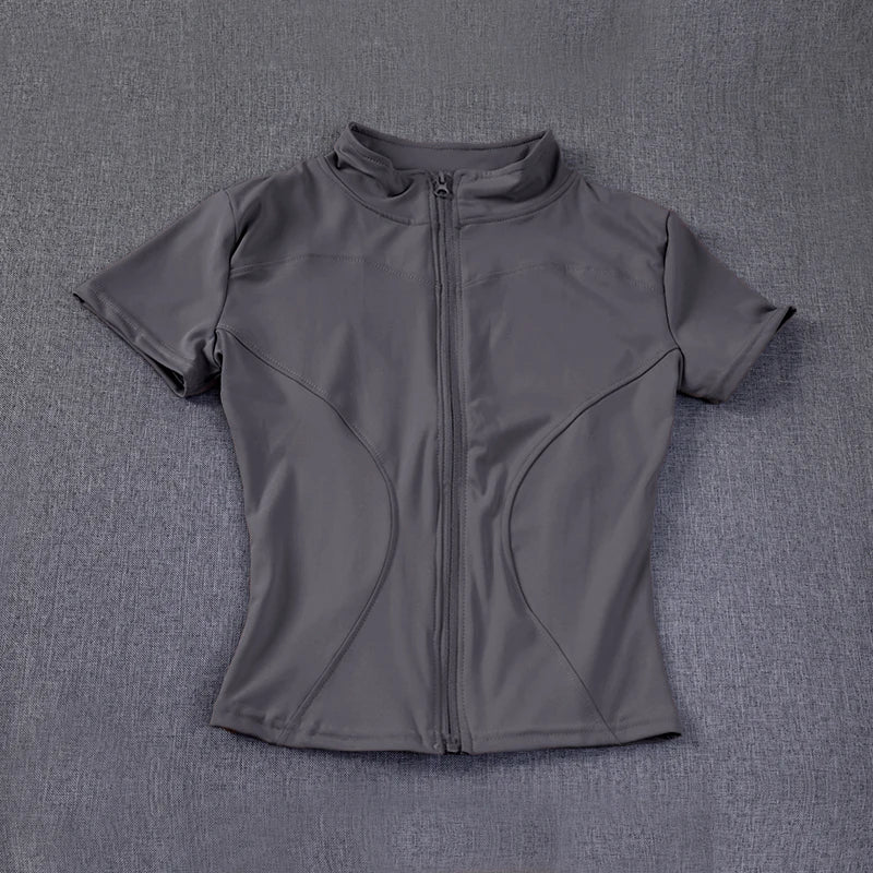 Women Zip Yoga Sportswear Slim Fit Quick Dry Running Fitness Set