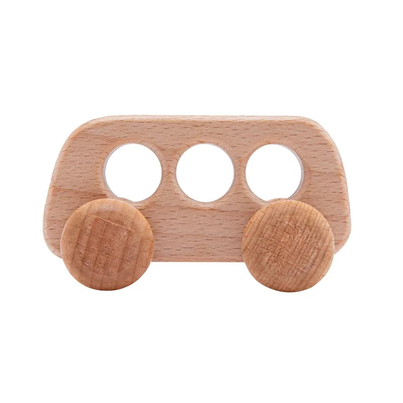 Wooden Dinosaur Baby Car Teether Montessori Toy