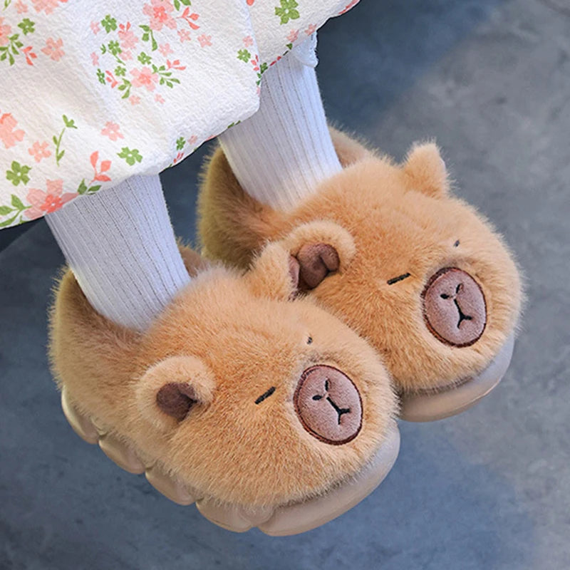 Kids Capybara Plush Slippers Warm Non Slip House Shoes for Boys & Girls