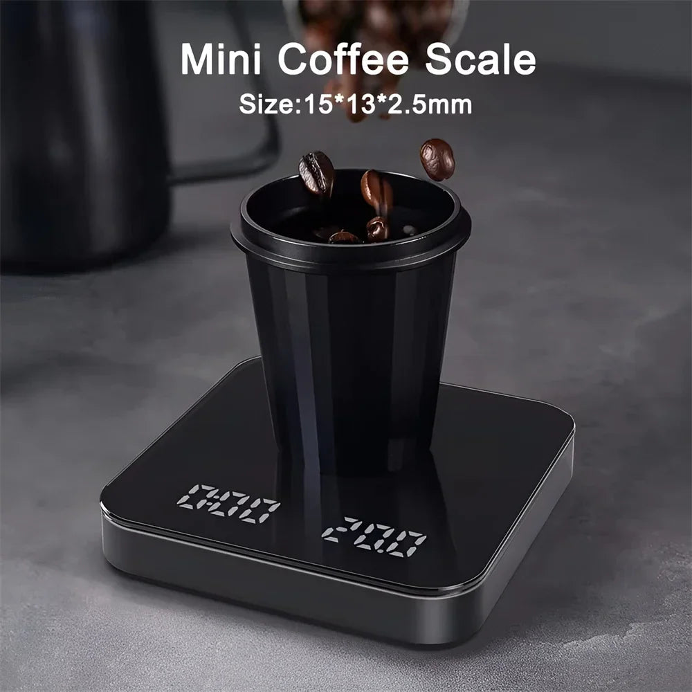 Digital Coffee Scale with Timer USB Rechargeable LED Display Silicone Pad