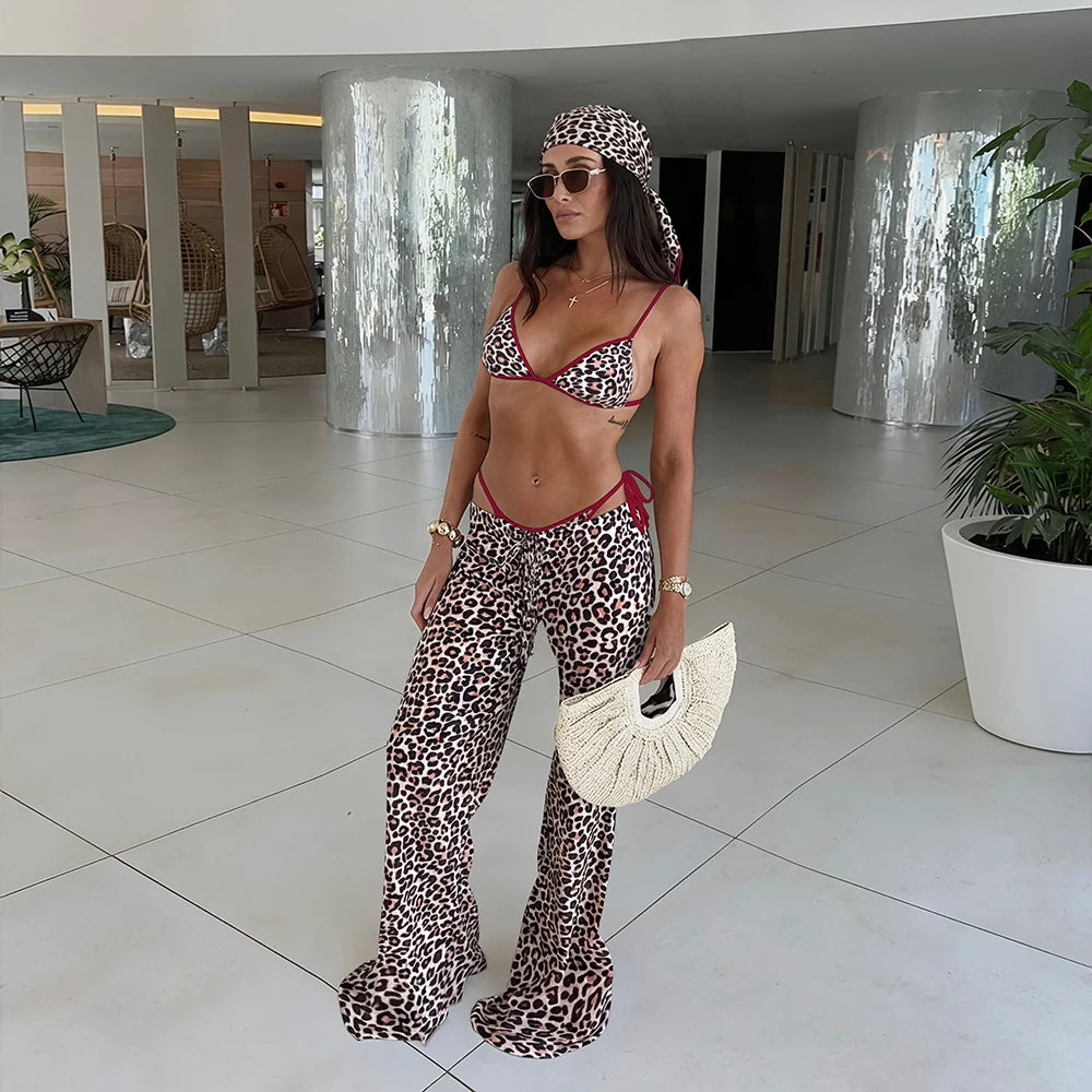 Women 3 Piece Bikini Set Cover Up Kimono Swimwear Bathing Suit Micro Bikini
