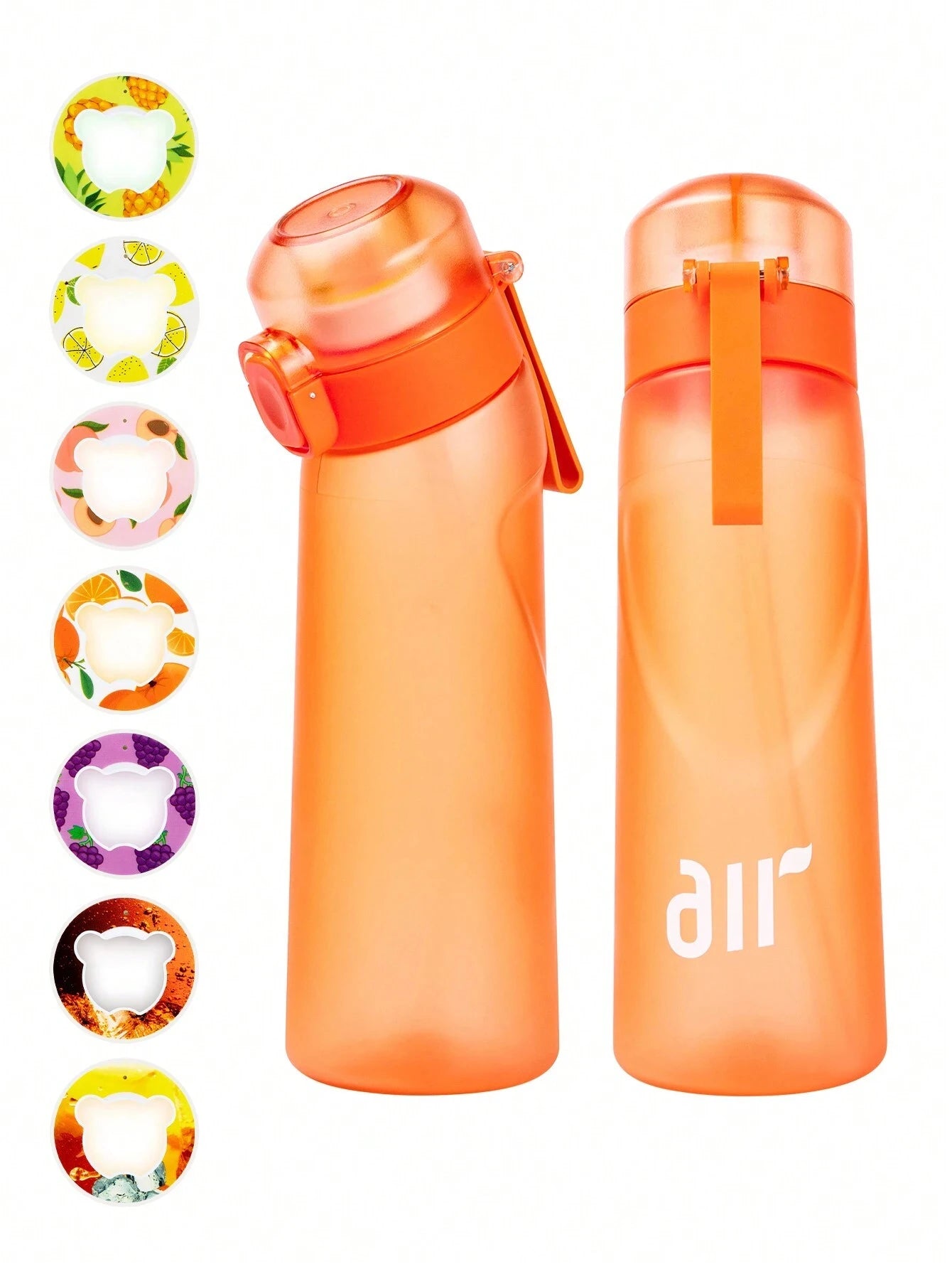 Air Water Bottle with Random Flavor Pods - Leakproof Portable Sports Bottle with Straw