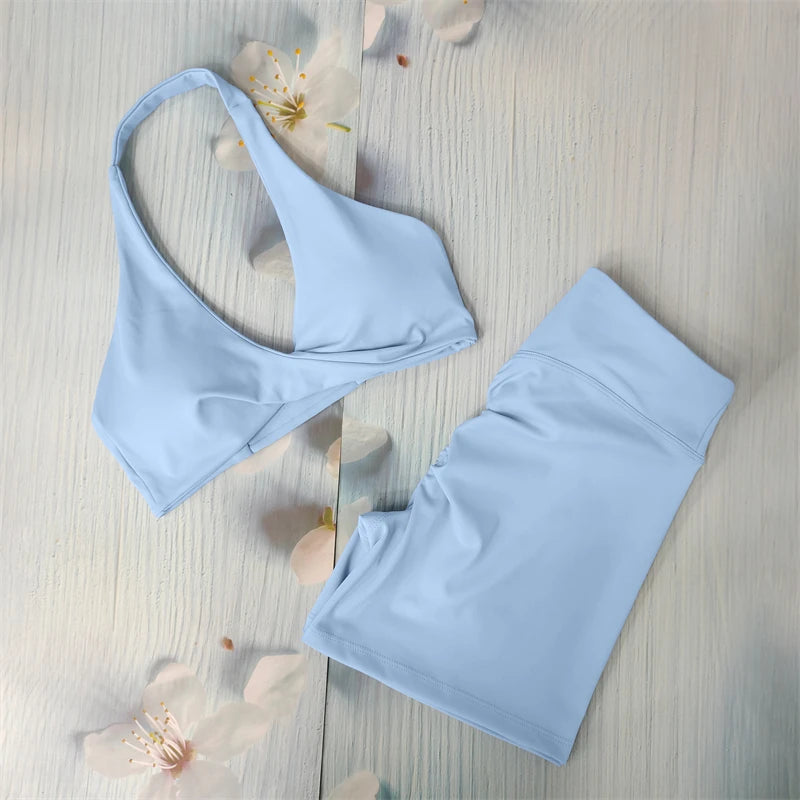 Butt Lifting Gym Set Women Seamless Shorts & Sports Bra Workout Outfit