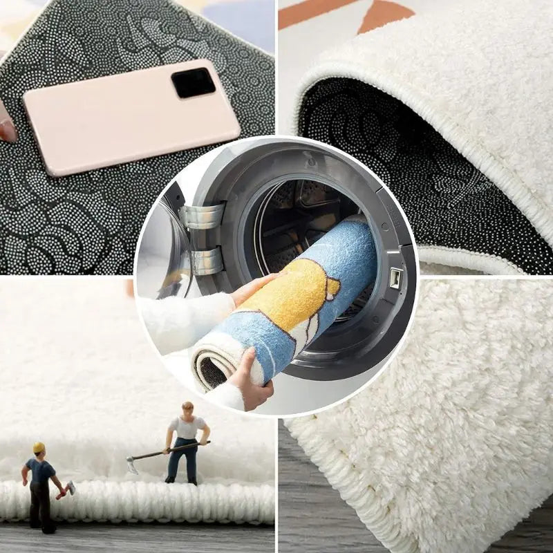 Irregular Letter Floor Mat Soft Anti Slip Faux Cashmere Area Rug Home Decor