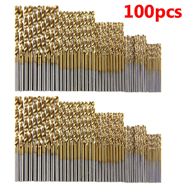 100PCS Titanium Drill Bit Set – High Speed Steel Multi-Size Drill Bits Kit for Wood, Metal & DIY