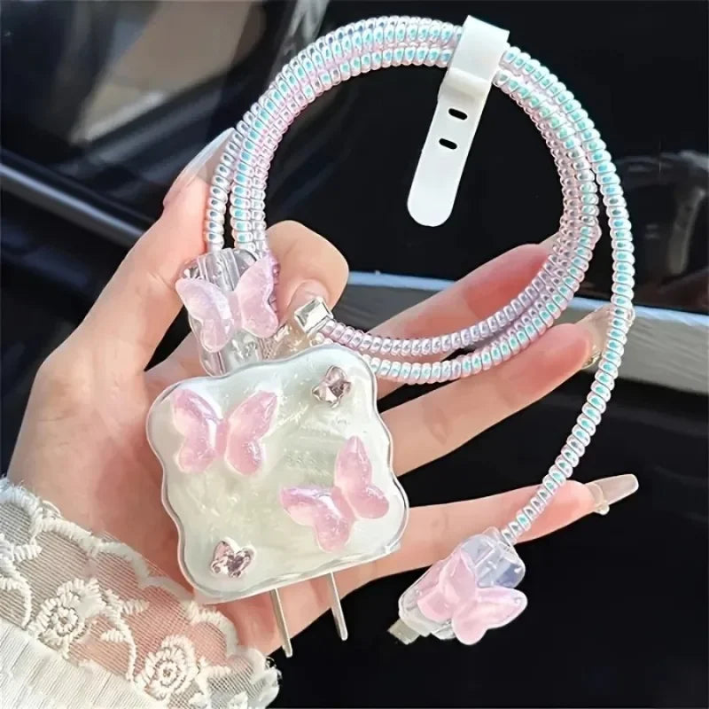 Butterfly Charger Cable Protector Case for iPhone Fast Charging Cable Winder Anti Break