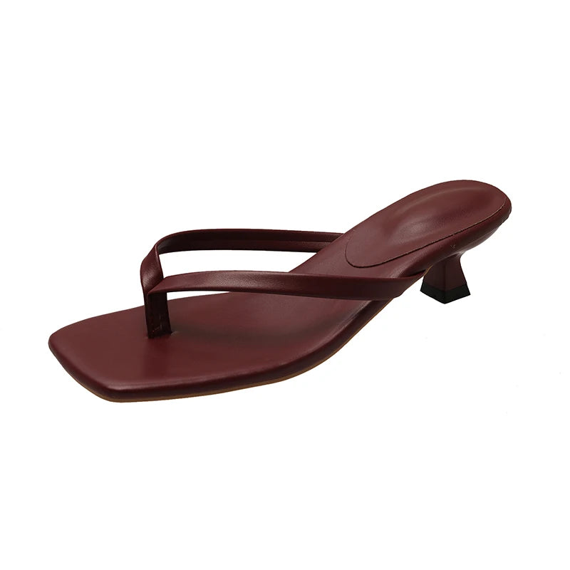 Women Toe Ring Sandals Summer Low Heel Slide Slippers