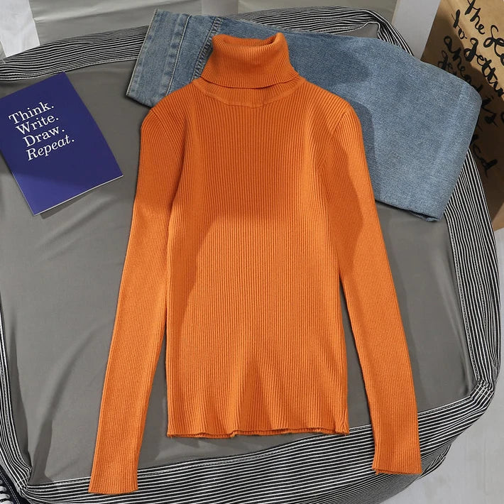 Women’s Soft Knit Turtleneck Sweater Autumn Winter Pullover Jumper