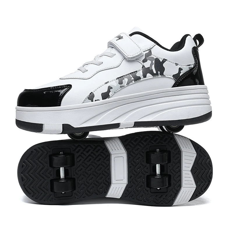 Kids Roller Skate Shoes with Wheels Outdoor Sports Sneakers